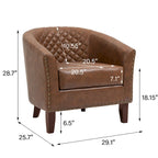Sillón moderno de polipiel con ribete de tachuelas y giratorio