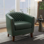 Sillón moderno de polipiel con ribete de tachuelas y giratorio