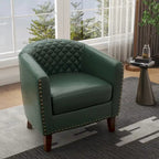 Sillón moderno de polipiel con ribete de tachuelas y giratorio