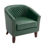 Sillón moderno de polipiel con ribete de tachuelas y giratorio