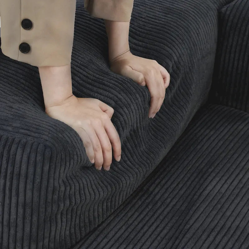 Sofá seccional tapizado en pana en forma de L de 102 pulgadas, sofá moderno minimalista de gran tamaño