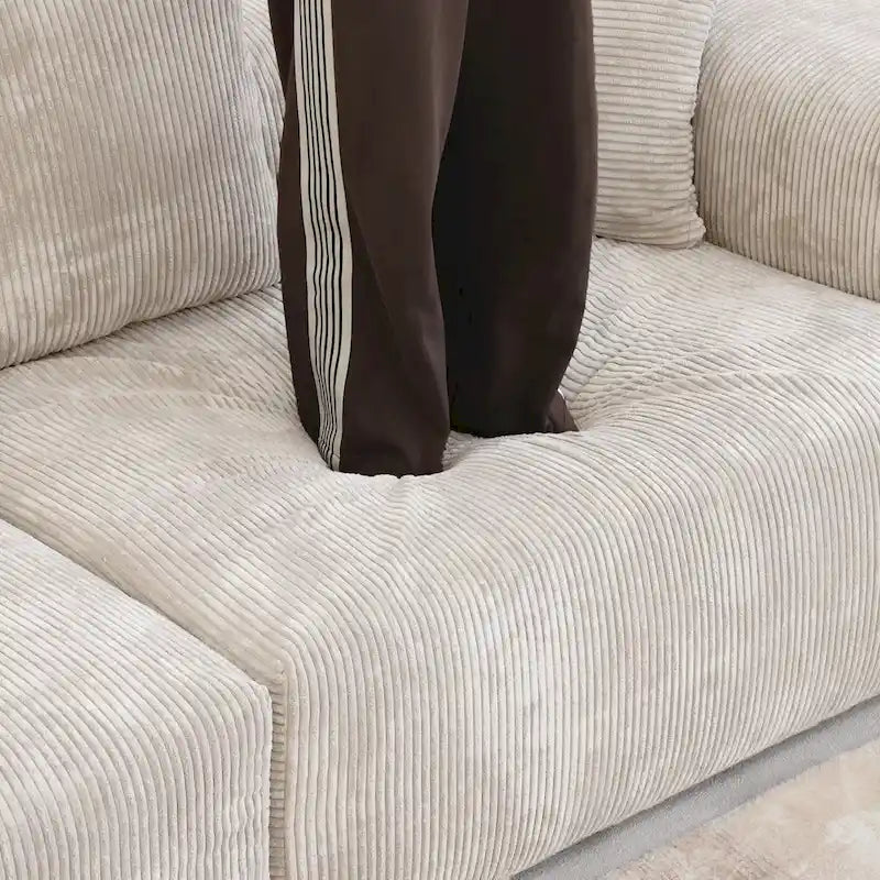 Sofá seccional tapizado en pana en forma de L de 102 pulgadas, sofá moderno minimalista de gran tamaño