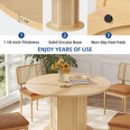 Mesa de Comedor Pedestal Redonda para 4 con Base Circular de Ratán