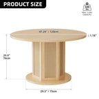 Mesa de Comedor Pedestal Redonda para 4 con Base Circular de Ratán