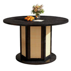 Mesa de Comedor Pedestal Redonda para 4 con Base Circular de Ratán