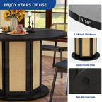 Mesa de Comedor Pedestal Redonda para 4 con Base Circular de Ratán
