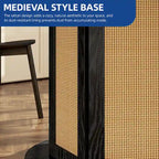 Mesa de Comedor Pedestal Redonda para 4 con Base Circular de Ratán
