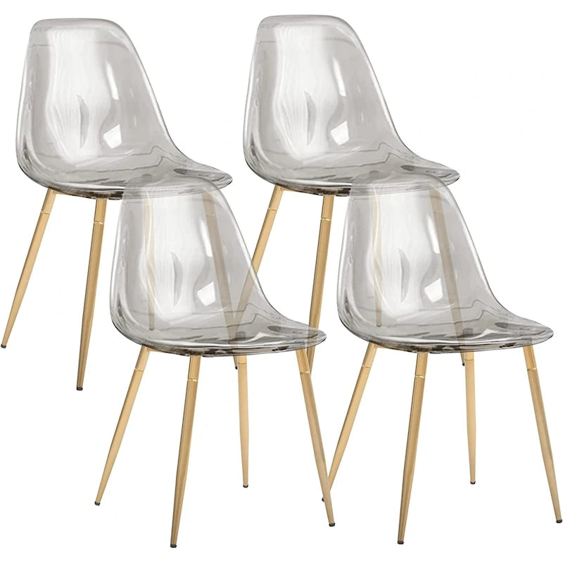 Silla de comedor auxiliar de cocina moderna con patas de metal, juego de 4, ámbar
