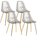 Silla de comedor auxiliar de cocina moderna con patas de metal, juego de 4, ámbar