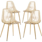 Silla de comedor auxiliar de cocina moderna con patas de metal, juego de 4, ámbar