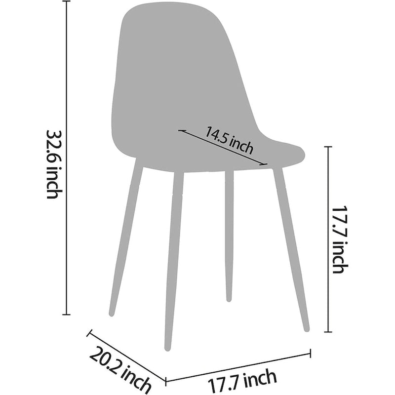 Silla de comedor auxiliar de cocina moderna con patas de metal, juego de 4, ámbar