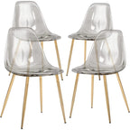 Silla de comedor auxiliar de cocina moderna con patas de metal, juego de 4, ámbar