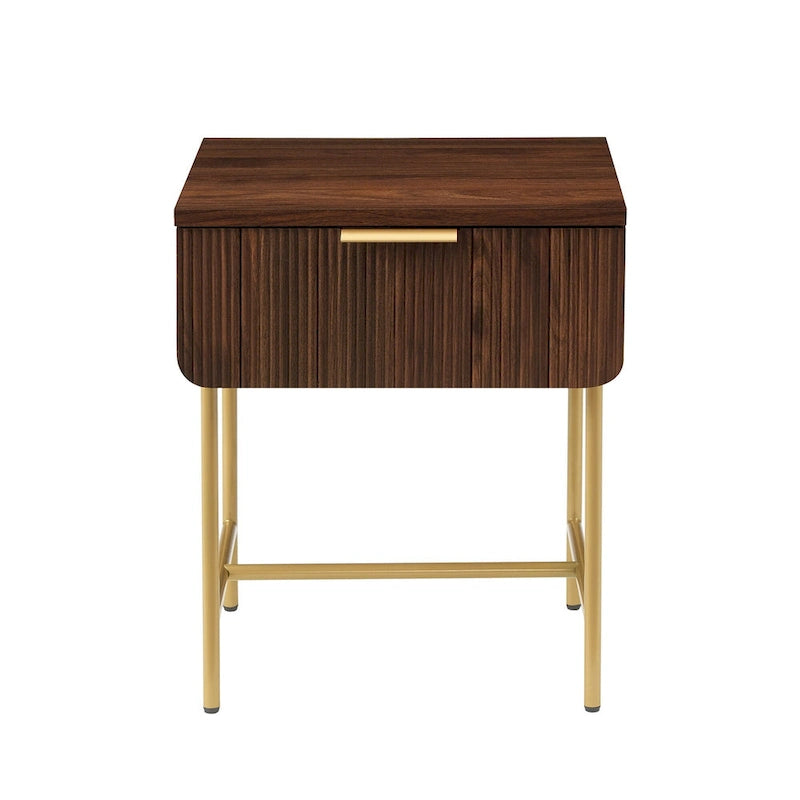 Mesa auxiliar minimalista con puertas estriadas