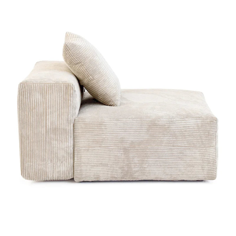 Sofá y Sillones Cómodos Tapizados en Pana de Asiento Profundo con Patas de Madera Maciza para Sala de Estar