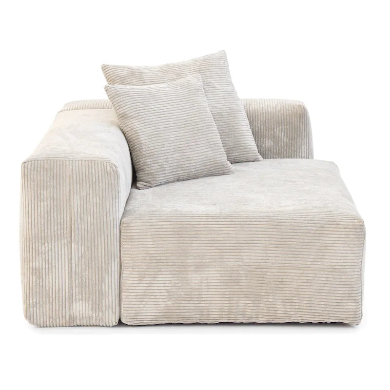 Sofá y Sillones Cómodos Tapizados en Pana de Asiento Profundo con Patas de Madera Maciza para Sala de Estar