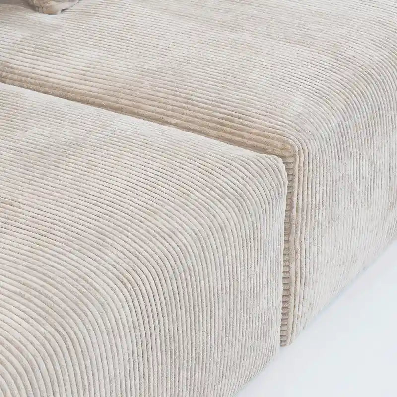 Sofá y Sillones Cómodos Tapizados en Pana de Asiento Profundo con Patas de Madera Maciza para Sala de Estar