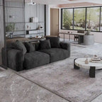 Sofá y Sillones Cómodos Tapizados en Pana de Asiento Profundo con Patas de Madera Maciza para Sala de Estar
