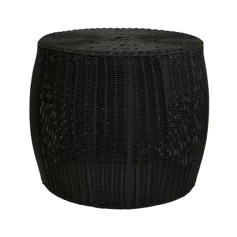 Contenedor de Almacenamiento/Mesa Auxiliar de Barril de Resina Tejida a Mano Household Essentials