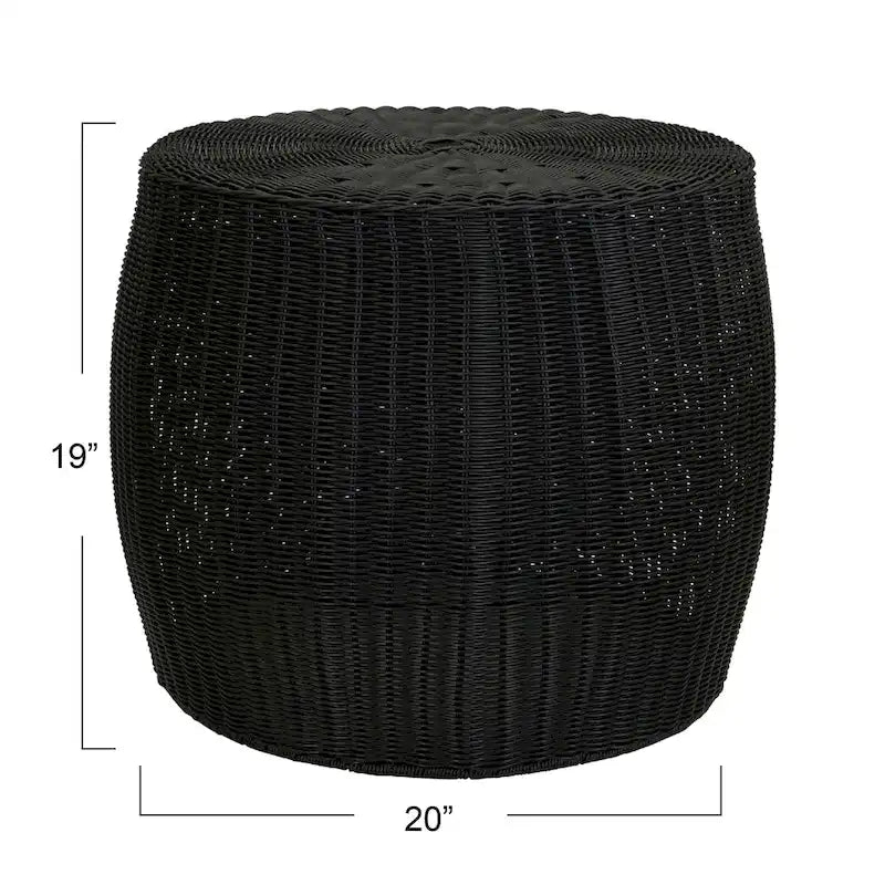 Contenedor de Almacenamiento/Mesa Auxiliar de Barril de Resina Tejida a Mano Household Essentials