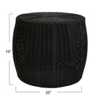 Contenedor de Almacenamiento/Mesa Auxiliar de Barril de Resina Tejida a Mano Household Essentials