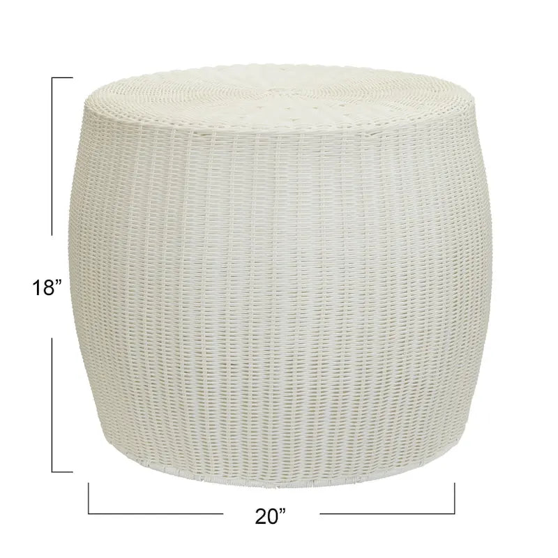 Contenedor de Almacenamiento/Mesa Auxiliar de Barril de Resina Tejida a Mano Household Essentials
