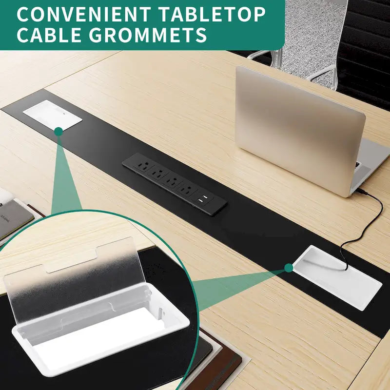Mesa de conferencias de 6/8 pies con forma de barco y ojal rectangular