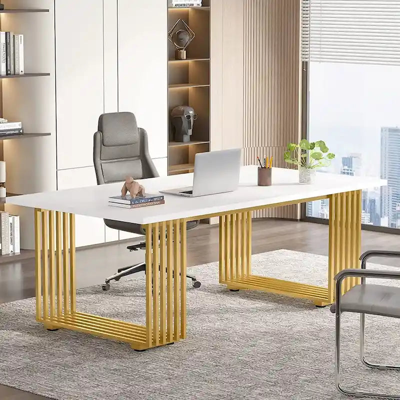 70.9 Modern Office Desk, Wood Computer Desk Large Executive Desk