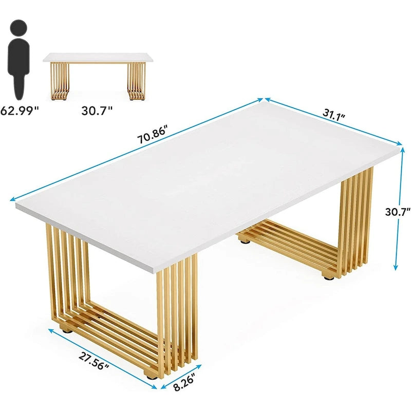 70.9 Escritorio de oficina moderno, escritorio de computadora de madera, escritorio ejecutivo grande