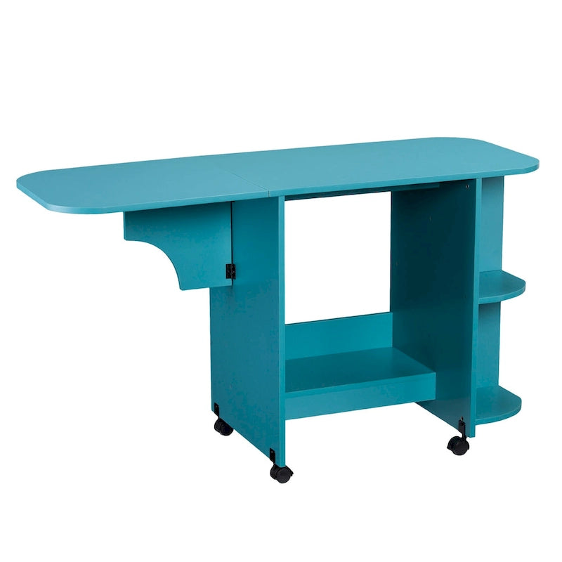 Mesa de costura/estación de manualidades rodante expandible - Turquesa
