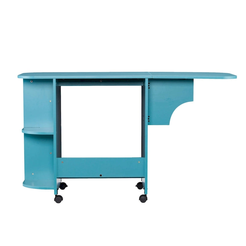 Mesa de costura/estación de manualidades rodante expandible - Turquesa