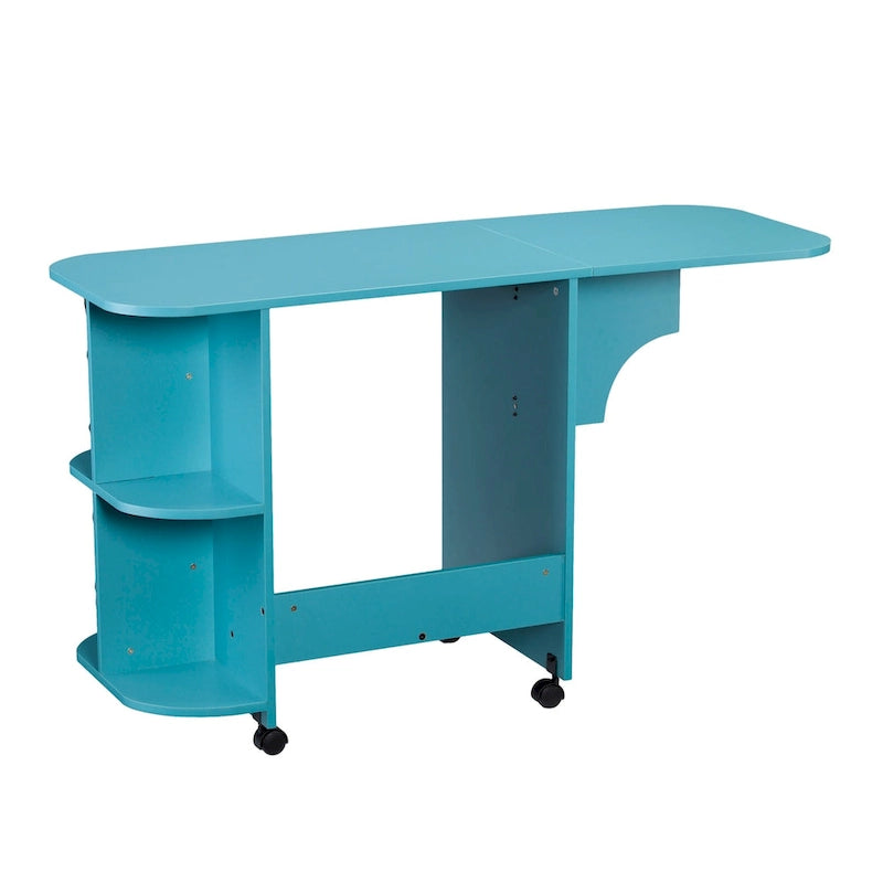 Mesa de costura/estación de manualidades rodante expandible - Turquesa