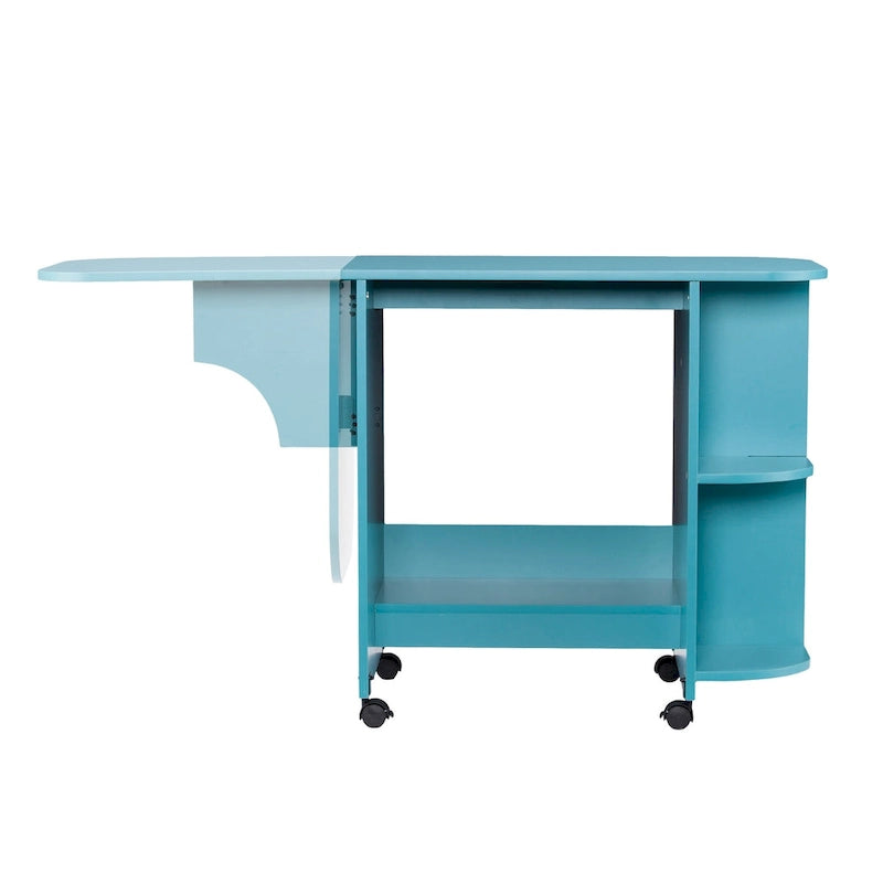 Mesa de costura/estación de manualidades rodante expandible - Turquesa