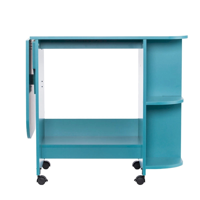 Mesa de costura/estación de manualidades rodante expandible - Turquesa