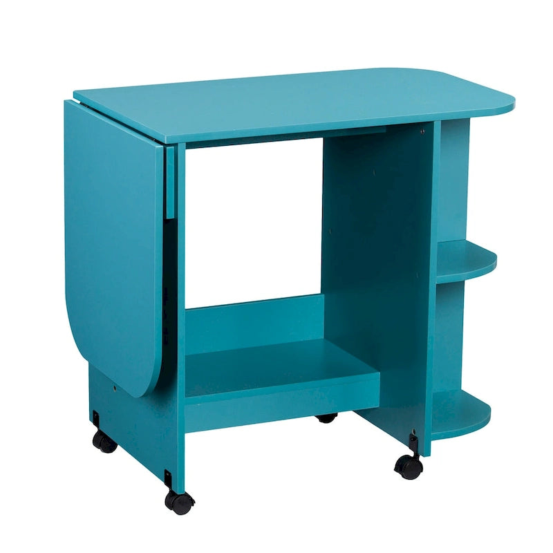 Mesa de costura/estación de manualidades rodante expandible - Turquesa