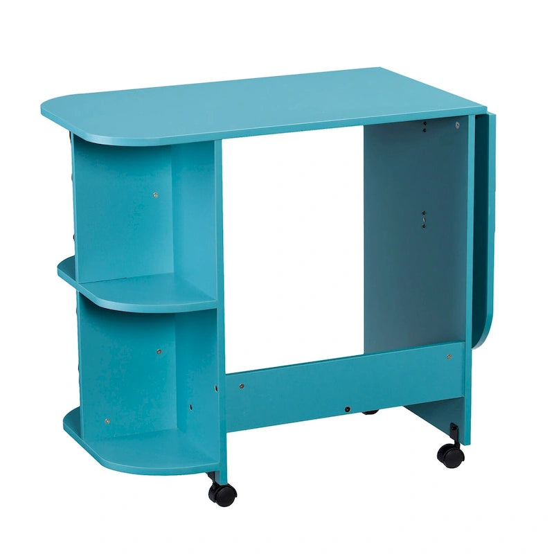 Mesa de costura/estación de manualidades rodante expandible - Turquesa