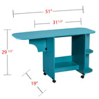 Mesa de costura/estación de manualidades rodante expandible - Turquesa