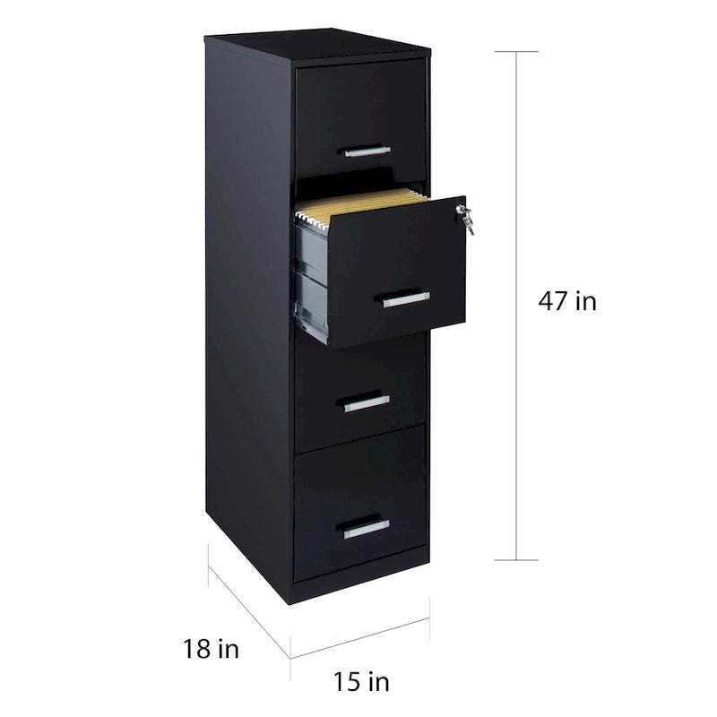 Archivador metálico negro de 4 cajones y 45 cm de profundidad