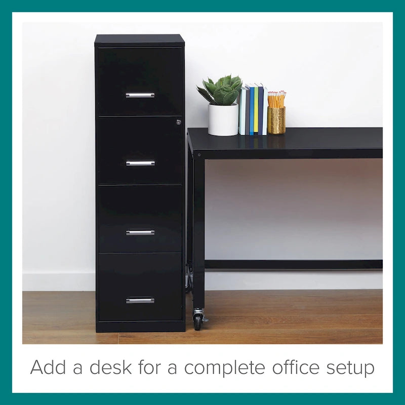Archivador metálico negro de 4 cajones y 45 cm de profundidad