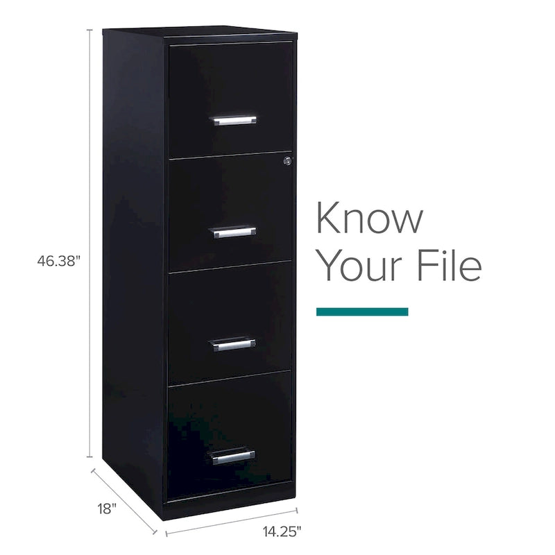 Archivador metálico negro de 4 cajones y 45 cm de profundidad