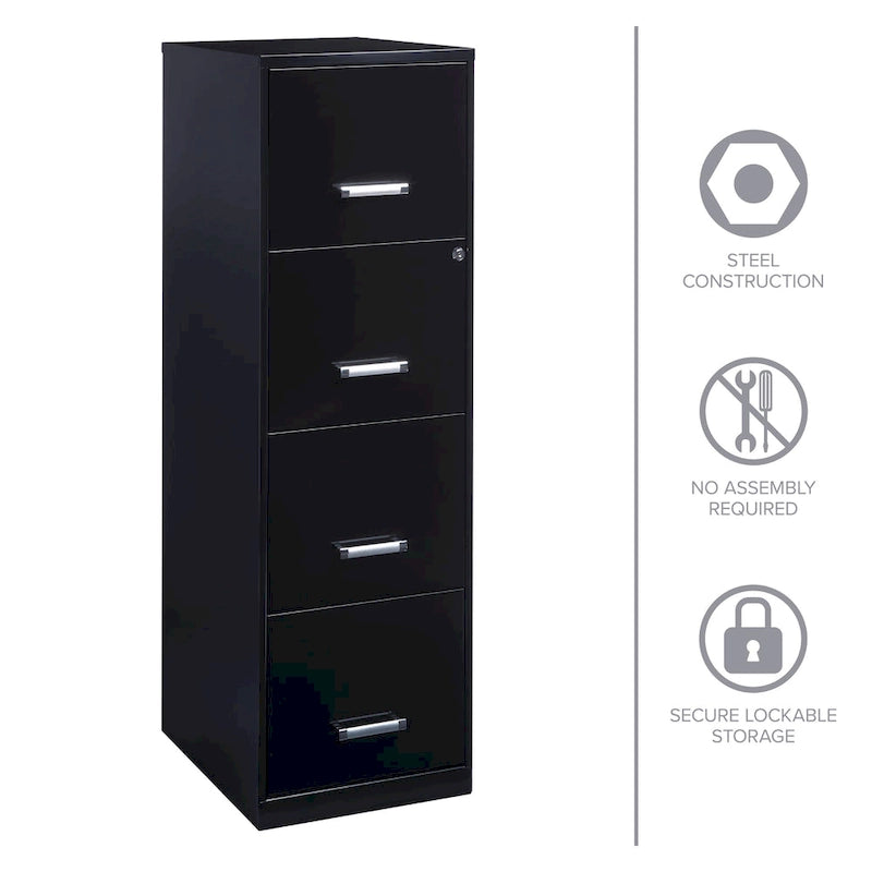 Archivador metálico negro de 4 cajones y 45 cm de profundidad