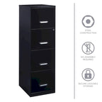 Archivador metálico negro de 4 cajones y 45 cm de profundidad