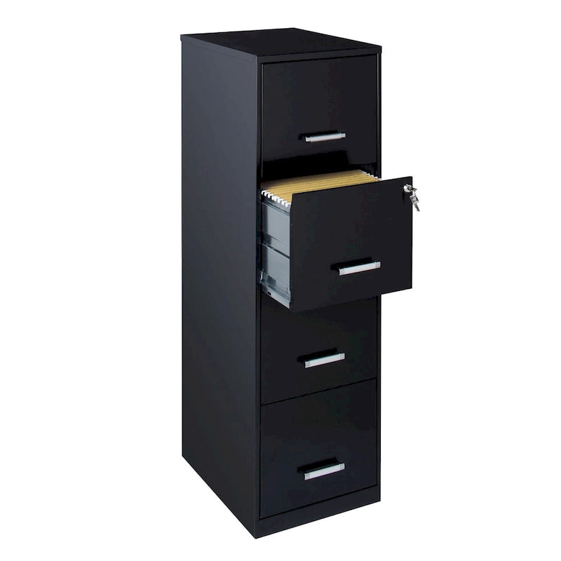 Archivador metálico negro de 4 cajones y 45 cm de profundidad