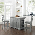 Crosley Julia Stainless Steel Top Island W/X-Back Stools - 50 W x60 D x41H