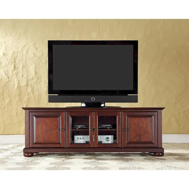 Mueble de TV de caoba antiguo de perfil bajo de 60 pulgadas