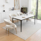 Juego de 4 sillas de comedor Mid Century Modern de terciopelo tapizadas con respaldo abierto