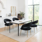 Juego de 4 sillas de comedor Mid Century Modern de terciopelo tapizadas con respaldo abierto