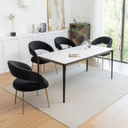 Juego de 4 sillas de comedor Mid Century Modern de terciopelo tapizadas con respaldo abierto