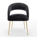 Juego de 4 sillas de comedor Mid Century Modern de terciopelo tapizadas con respaldo abierto