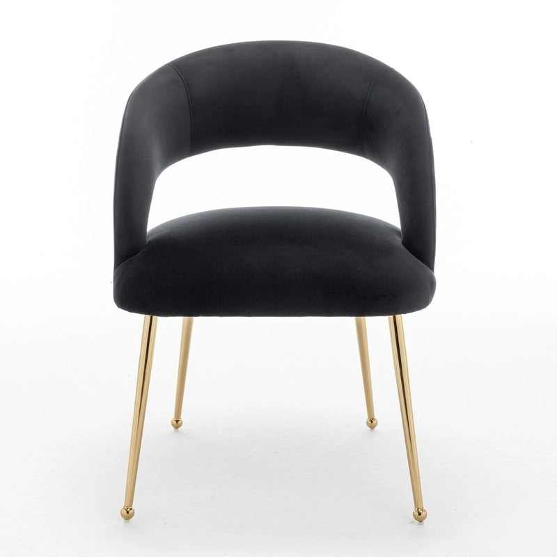 Juego de 4 sillas de comedor Mid Century Modern de terciopelo tapizadas con respaldo abierto
