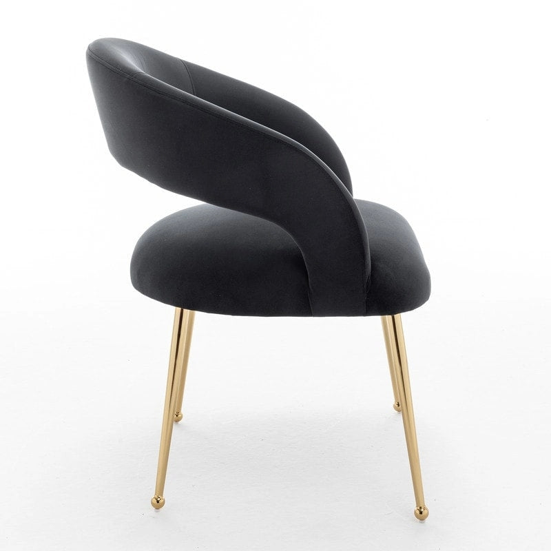 Juego de 4 sillas de comedor Mid Century Modern de terciopelo tapizadas con respaldo abierto